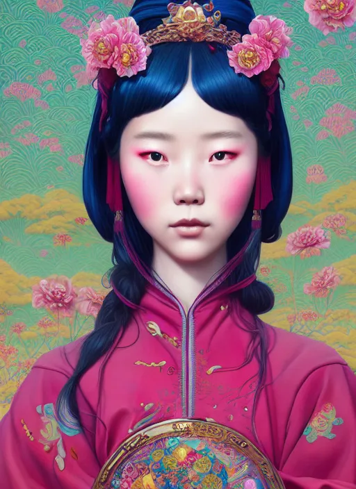 Image similar to pretty yunnan girl : : by martine johanna and simon stalenhag and chie yoshii and casey weldon and wlop : : ornate, dynamic, particulate, rich colors, intricate, elegant, highly detailed, centered, artstation, smooth, sharp focus, octane render, 8 k