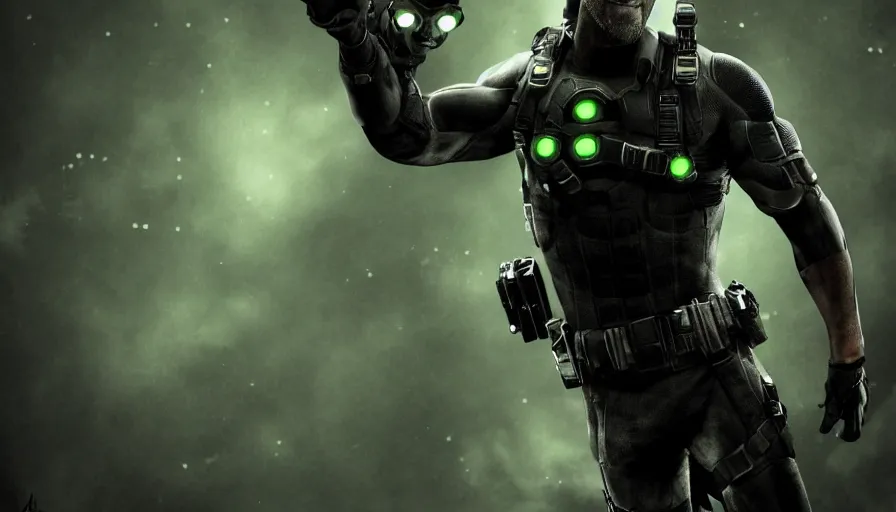 Image similar to ryan reynolds is sam fisher from splinter cell, black background, hyperdetailed, artstation, cgsociety, 8 k