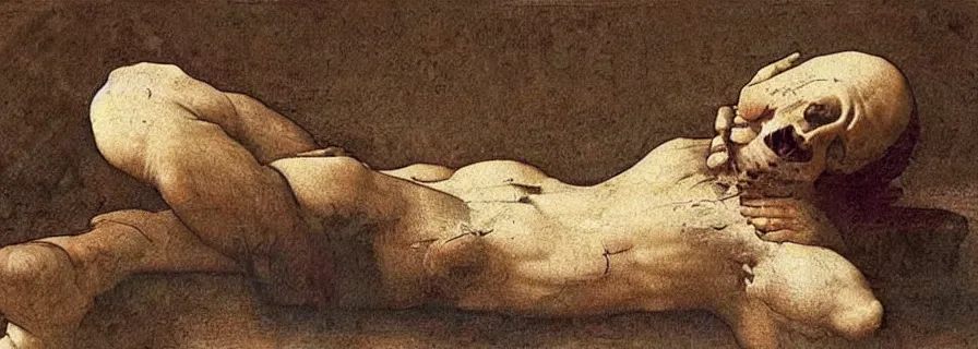 Image similar to dead putin, leonardo da vinci style