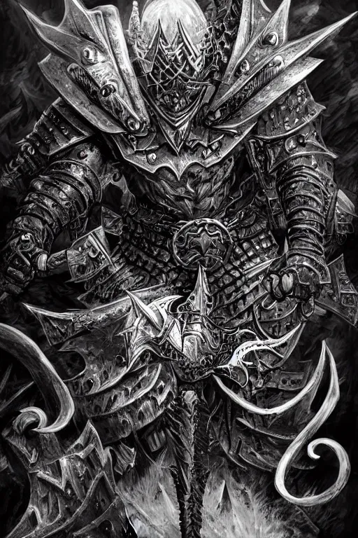 Image similar to chaos warrior, fantasy, warhammer, highly detailed, digital art, sharp focus, trending on art station, kentaro miura manga art style