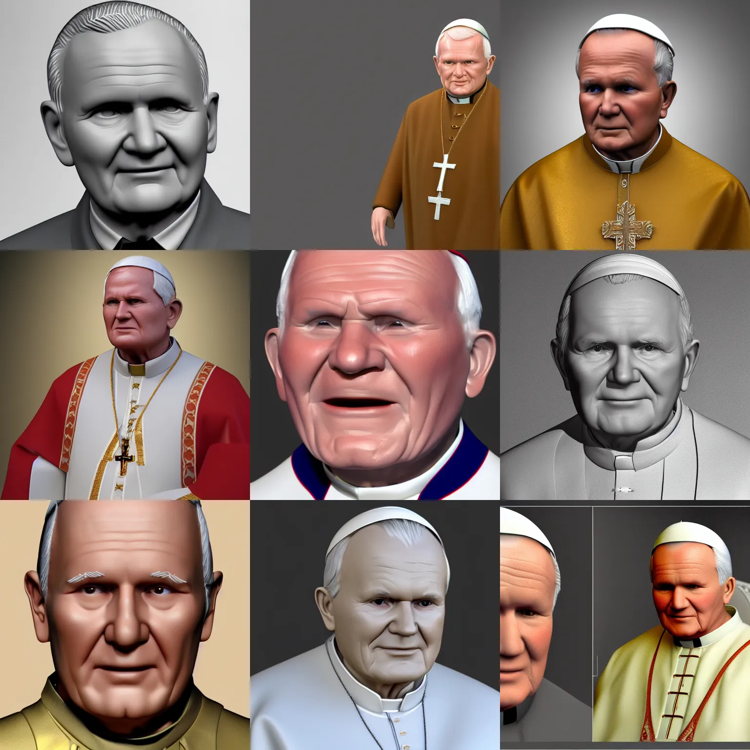 Prompt: 3D render of John Paul II