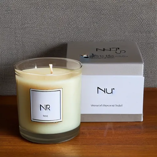 Image similar to nuhr home oud candle in the style of high quality marketing material from Apple or Google