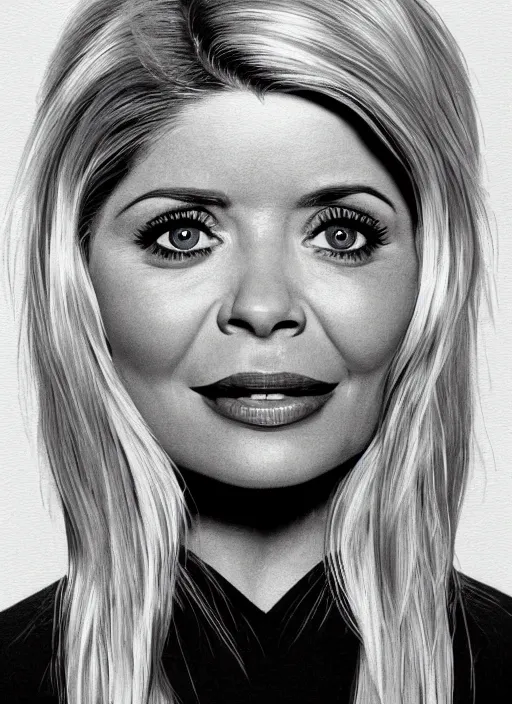 Image similar to holly Willoughby with the physique of a body builder, symmetrical facial features, hyper realistic, ultra detailed, cinematic, dynamic lighting, photorealistic, refined, intricate, digital art, digital painting, masterpiece, 8k