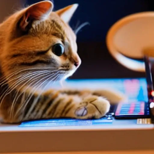 Image similar to photo of anthropomorphic cat trading stocks