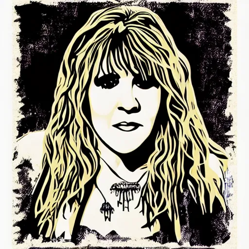 Image similar to stevie nicks, sticker - art, svg vector, adobe - illustrator