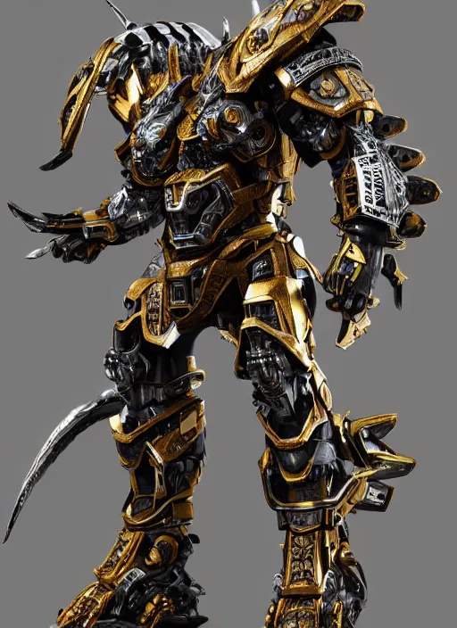 Prompt: hyper realistic glorious ancient wargreymon in a obsidian metal armor, futuristic design, designed by makoto kobayashi and luca zampriolo, portrait, cyberpunk style, wood and gold details, intricate, extremely detailed, ornate, deep of field, hard surface, exoskeleton, substance designer metal unreal engine. human proportion.