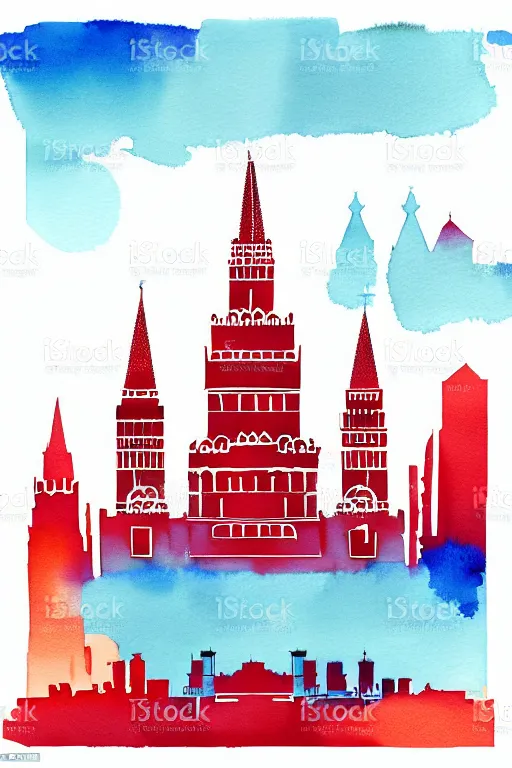 Image similar to minimalist watercolor art of moscow, illustration, vector art