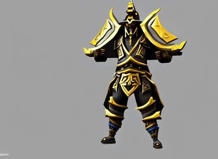 Image similar to suit of gilded samurai armor, stylized stl, 3 d render, activision blizzard style, hearthstone style