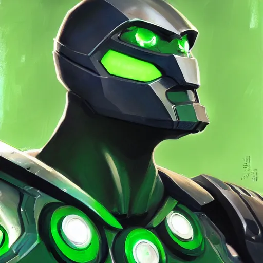 Image similar to greg manchess portrait painting of armored green lantern as overwatch character, medium shot, asymmetrical, profile picture, organic painting, sunny day, matte painting, bold shapes, hard edges, street art, trending on artstation, by huang guangjian and gil elvgren and sachin teng