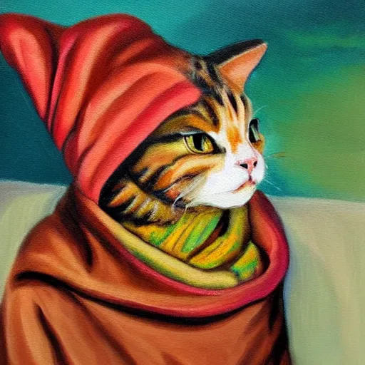 Image similar to painting of babushka cat