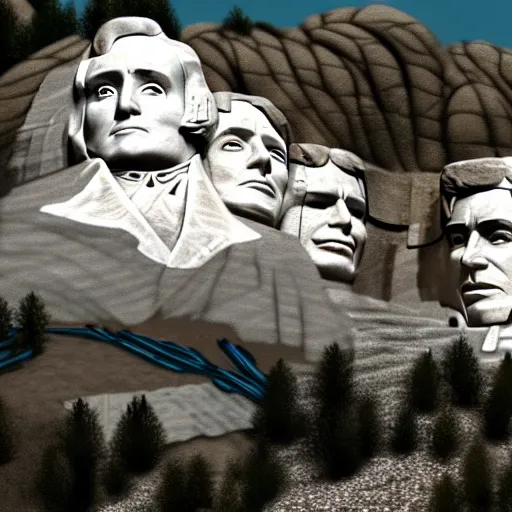 Prompt: donald trump as part of mount rushmore, ironic, photorealistic, octane render,