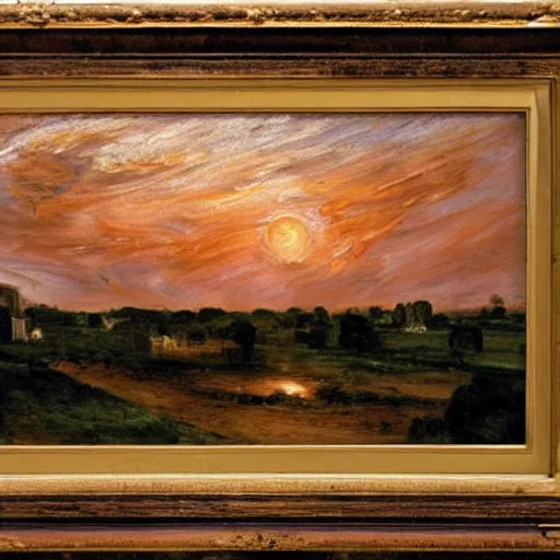 Prompt: john constable painting of marsscape in sunrise