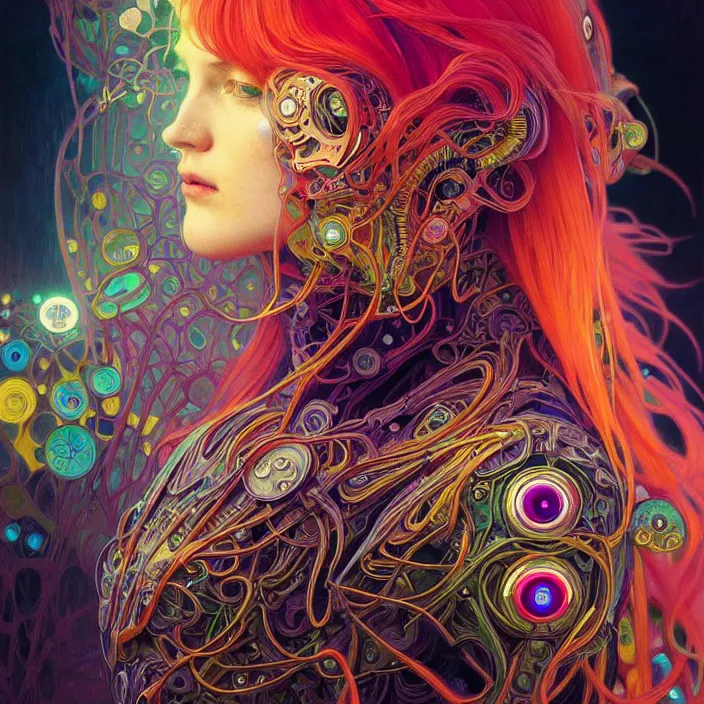 Prompt: bright psychedelic portrait of organic cyborg animal, diffuse lighting, fantasy, intricate, elegant, highly detailed, lifelike, photorealistic, digital painting, artstation, illustration, concept art, smooth, sharp focus, art by John Collier and Albert Aublet and Krenz Cushart and Artem Demura and Alphonse Mucha