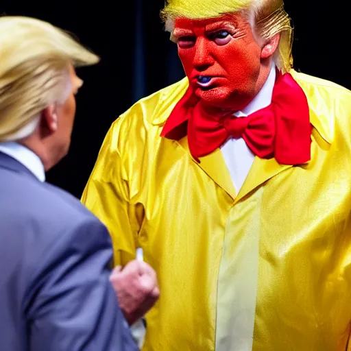 Prompt: donald trump putting on clown makeup