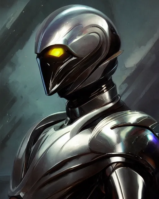 Image similar to iridescent sinewy smooth muscular male sleek glossy black pearlescent scifi armor with smooth black featureless helmet, by greg rutkowski, mark brookes, jim burns, tom bagshaw, magali villeneuve, glenn fabry, trending on artstation