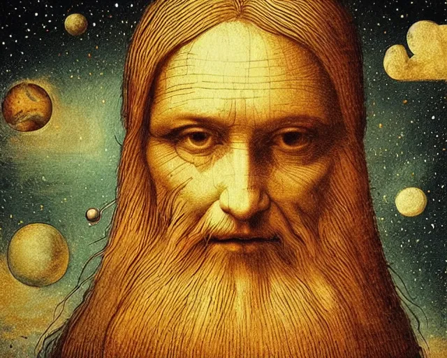 Image similar to universe a cosmology quest a mental state, a closeup simple vector pop surrealism, by ( leonardo da vinci ) and greg rutkowski and rafal olbinski