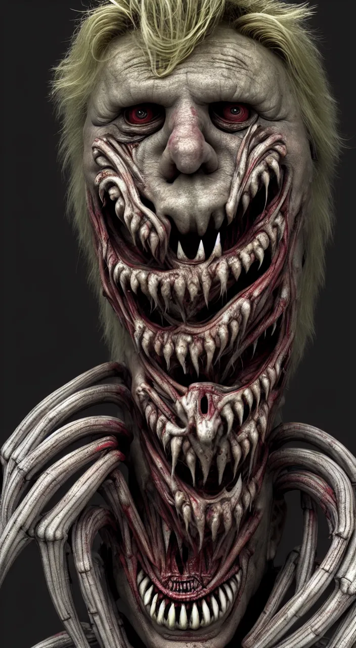 Image similar to gary busey as a monster designed by hr giger, colorful horror video game, sci fi horror,, body horror, unreal engine, octane render, depth of field, cycles render, hd