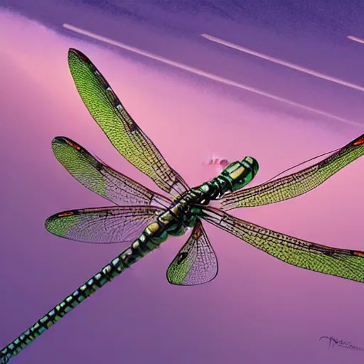 Image similar to a horde of dragonflies using cables to lift a tank, fantasy, digital art by RHADS and Moebius, artstation