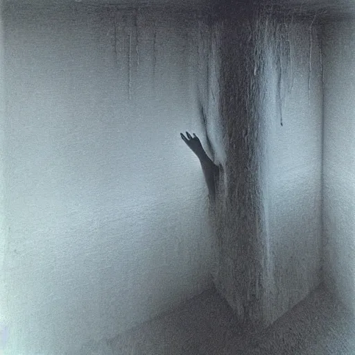 Image similar to Damp commuter ghost. Zdzisaw Beksinski.