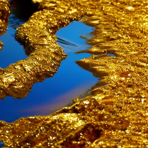 Image similar to water made out of gold, 4k