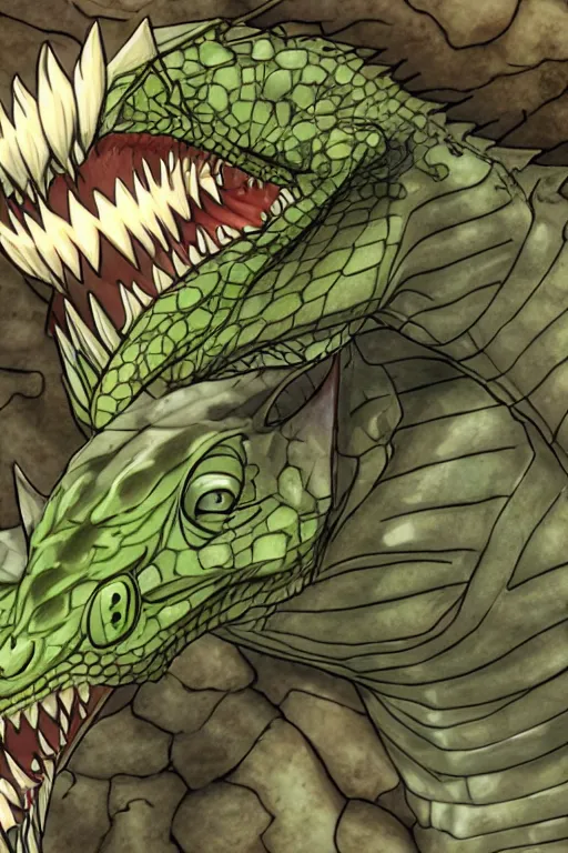 Image similar to lizardman, gray scales, anime, hd,