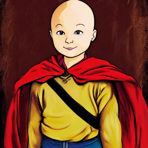 Prompt: caillou as joffrey baratheon game of thrones portrait painting