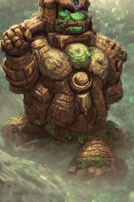 Image similar to zelda fantasy art giant golem troll wood rock greeble gemstone, global illumination ray tracing hdr fanart arstation by sung choi and eric pfeiffer and gabriel garza and casper konefal