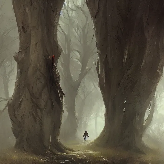 Image similar to a painting of a walking tree by greg rutkowski, dark fantasy art, high detail, trending on artstation