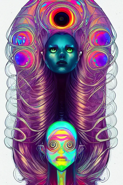 Prompt: 👁🌈👾, artstation, moebius + loish, hd,