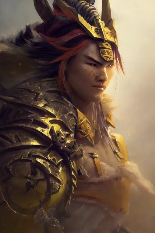 Image similar to sakimi chan, legendary warrior, heroic fighter, world of warcraft, decorative ornaments, battle armor, by carl spitzweg, ismail inceoglu, vdragan bibin, hans thoma, greg rutkowski, alexandros pyromallis, perfect face, sharply focused, sharply detailed, centered, rule of thirds, realistic shading