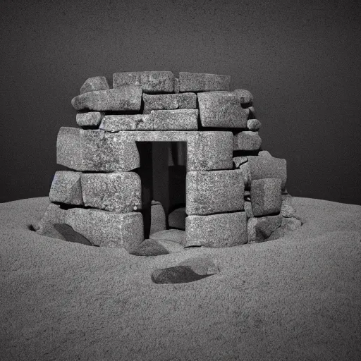 Prompt: liminal space, empty dark space, zen, meditation on impermanence, a megalithic tower in darkness, 8k octane render