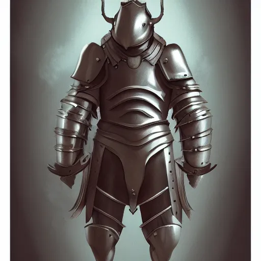 Prompt: cowwearing medieval suit of armor, illustration, concept art, art by wlop
