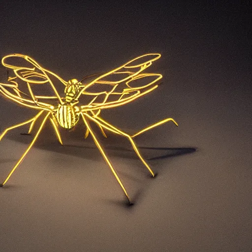Image similar to insect made out of glowing metal