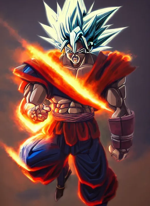 Prompt: portrait epic armored goku with monkey wings. highly detailed, digital painting, concept art, smooth, sharp focus, illustration, art by greg rutkowski