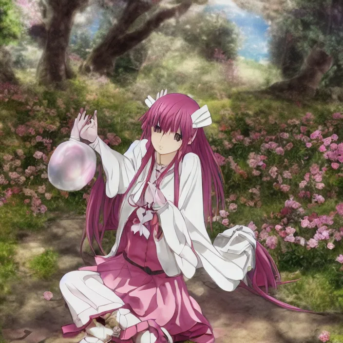 Image similar to magical girl Madoka Kaname giving jesus christ some advice in the garden of gethsemane, trending on pixiv