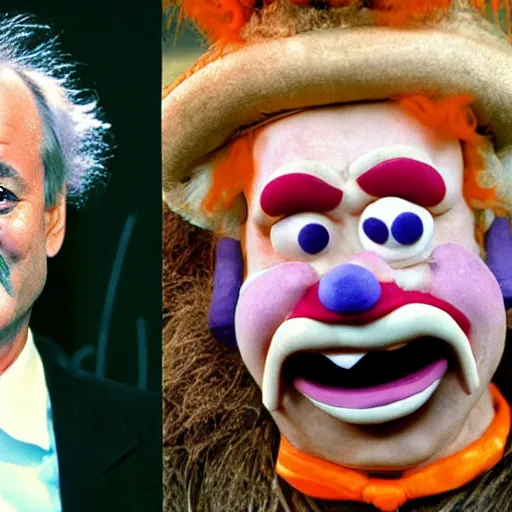 Image similar to bill murray as crusty the clown