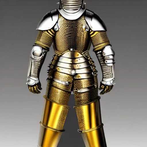 Image similar to knight with armor made of diamond and gold, realistic, clean, detailed