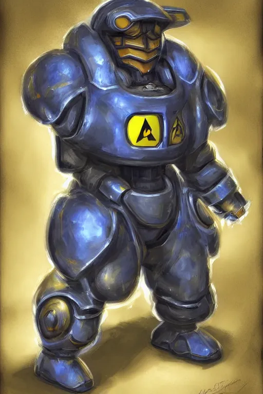 Image similar to portrait of pikachu in starcraft terran marine power armor, concept art by wayne reynolds