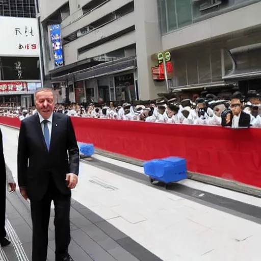 Image similar to recep tayyip erdogan visiting the akihabara