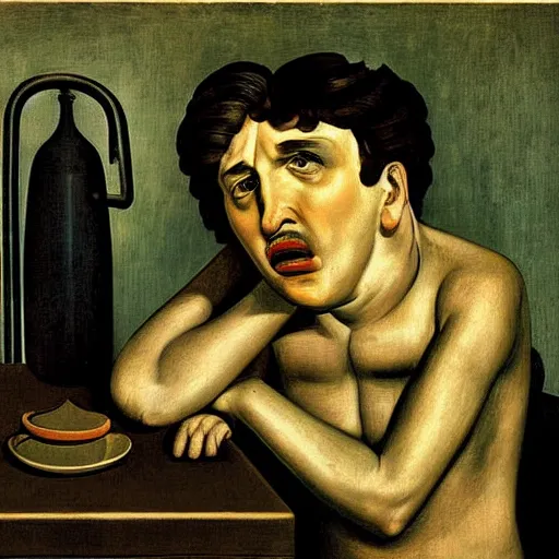 Image similar to portrait of despair by Giorgio de Chirico, highly detailed