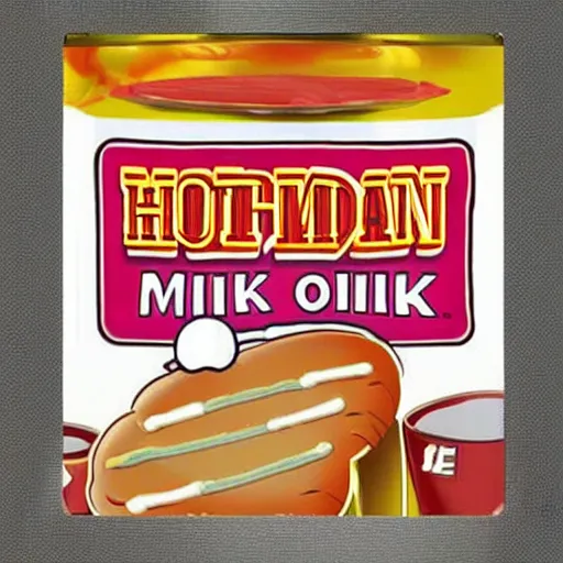 Prompt: hotdog milk