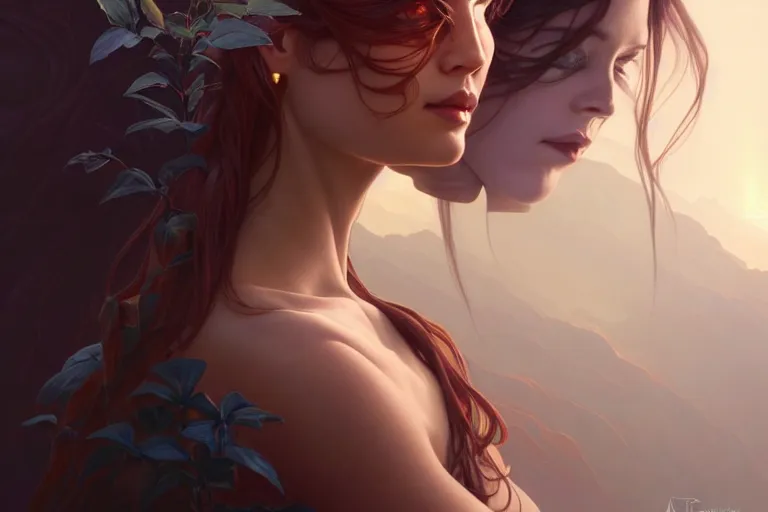 Image similar to symmetry!! portrait of a beautiful stone woman, lava flowing, exotic trees, bare barkintricate, elegant, highly detailed, digital painting, artstation, concept art, smooth, sharp focus, illustration, art by artgerm and ross tran and greg rutkowski and alphonse mucha, 8 k