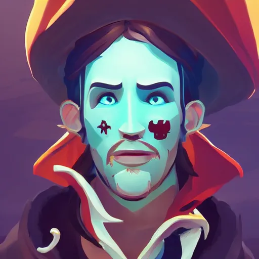 Image similar to painting jack the pirate on sea of thieves game avatar hero smooth face median photoshop filter cutout vector behance hd by jesper ejsing, by rhads, makoto shinkai and lois van baarle, ilya kuvshinov, rossdraws, illustration, art by ilya kuvshinov and gustav klimt