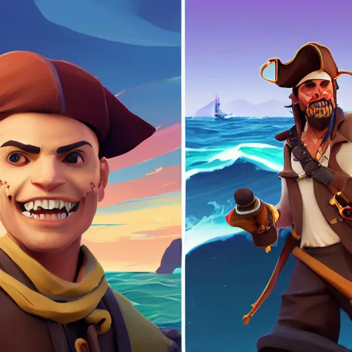 Image similar to painting jack the pirate on sea of thieves game avatar hero smooth face median photoshop filter cutout vector behance hd by jesper ejsing, by rhads, makoto shinkai and lois van baarle, ilya kuvshinov, rossdraws, illustration, art by ilya kuvshinov and gustav klimt