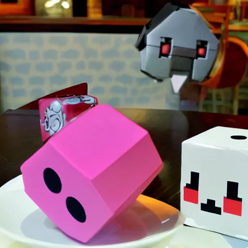 Image similar to kirby companion cube dinner