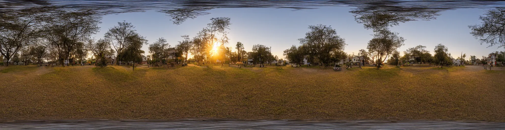 Image similar to spherical panorama photo of a anicient village street dawn 5 0 mm