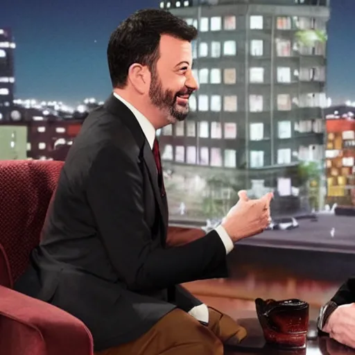 Image similar to Jimmy Kimmel interviewing Spider-Man, tv show, television