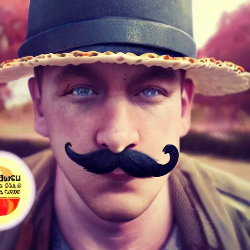 Prompt: an award winning still photo of a scottish man with a taco mustache, trending on artstation, beeple
