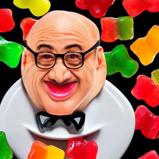 Image similar to Haribo Gummy Danny Devito made of gummy