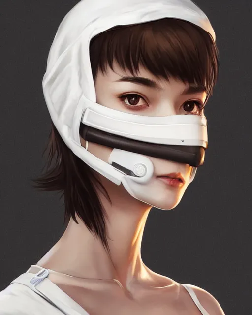 Prompt: brown goose with brown eyes in a white medical mask, character art, art by artgerm lau and wlop and and ilya kuvshinov and john singer sargent, hyperdetailed, 8 k realistic, symmetrical, frostbite 3 engine, cryengine, dof, trending on artstation, digital art